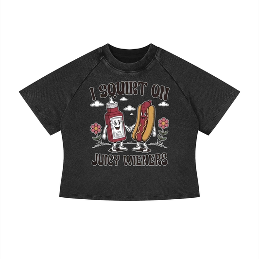 "Juicy" Women's Mineral Wash Crop T-Shirt