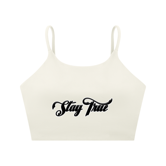 "STAY TRUE" Spaghetti Strap Yoga Sports Bra