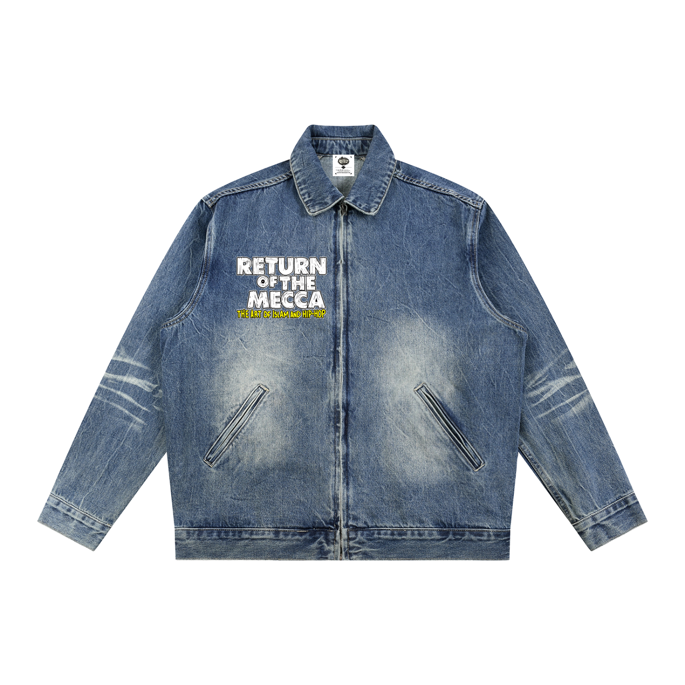 "Return to Mecca" Vintage Wash Zip Up Denim Jacket