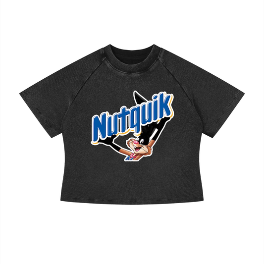 "Nutquik" Women's Mineral Wash Crop T-Shirt