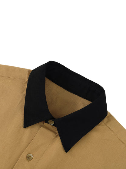 “Dunk the Angry Pigeon” Color Block Short Sleeve Button-Up