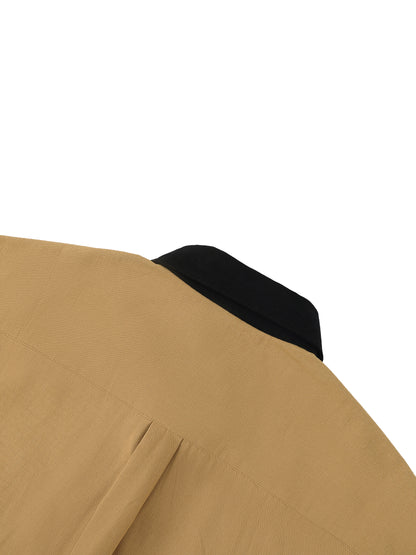 “Dunk the Angry Pigeon” Color Block Short Sleeve Button-Up